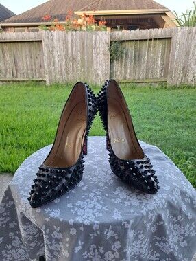 Black Spiked Pointed-Toe High Heels